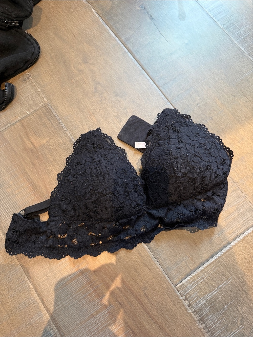 Black Lace Triangle breastfeeding Bralette with Scalloped Band